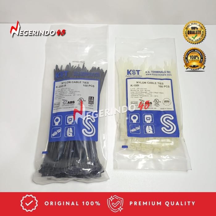 

ID KST KABEL TIS 200 250 X 3.6 4.6 CABLE TIE TIES TAIWAN / PENGIKAT KABEL