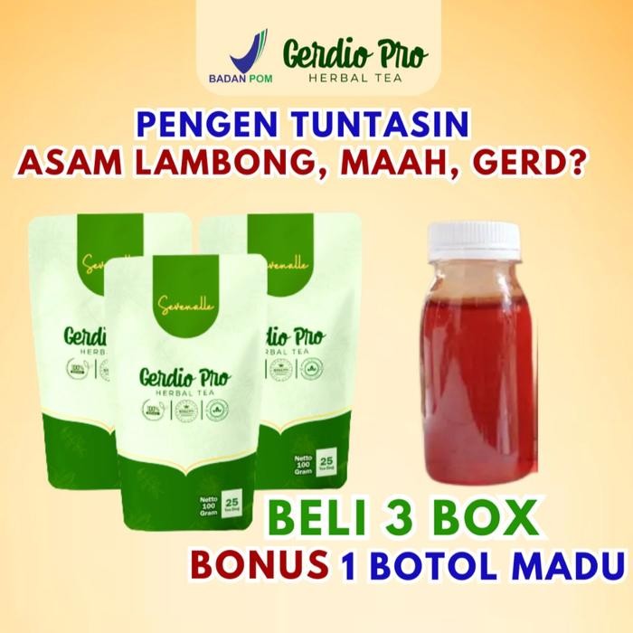 

Gerdio pro lebih hemat 3 bok+madu 100ml teh rempah alami Herbal Tea hijau