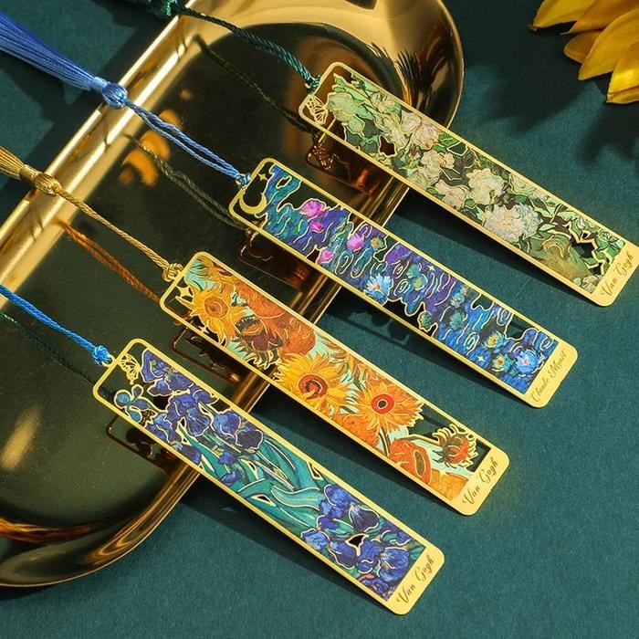 

ID BOOKMARK PAINTING METAL FLORAL CHINESE STYLE RETRO PEMBATAS BUKU SUNFLOWERS
