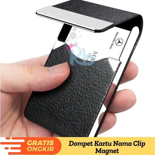 

ID ELEGANT NAME CARD CASE MAGNETIC FLIP KOTAK KARTU NAMA KULIT HOLDER PU LEATHER DESAIN MINIMALIS