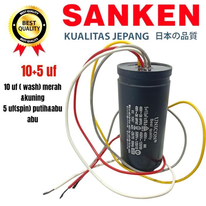 KAPASITOR MESIN CUCI SANKEN TW-8808 TW-8663 TW-8827 TW-8600 TE-927 TW-8808 8 KG 2 TABUNG