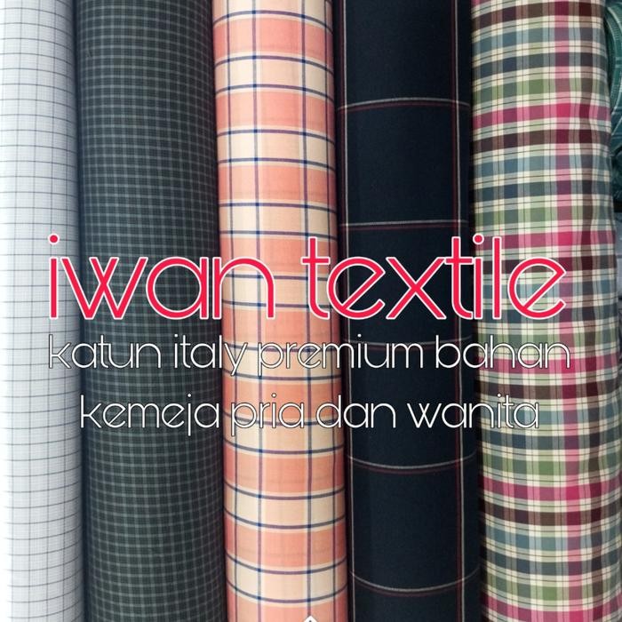 Promo Kain Katun Kotak Kotak Kecil Bahan Kemeja Kantoran Cotton Italy