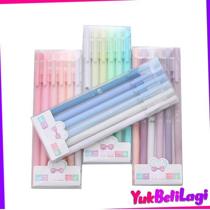 

New COD (YBL) BUNDLING REFILL TINTA PULPEN & 1 SET 6 PCS PULPEN PASTEL ESTETIK Warna Gradasi Pena