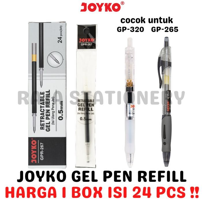 

New JOYKO GEL PEN REFILL BLACK BLUE ISI ULANG PEN JOYKO HITAM BIRU GP-265 GP-320 GPR-267 BOX [24PCS]