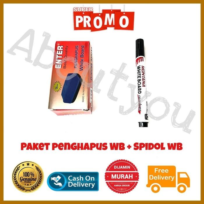 

New PAKET HEMAT SPIDOL + PENGHAPUS papan tulis whiteboard murah