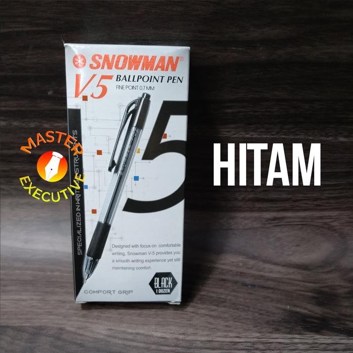 

New Snowman V5 Black / Hitam Ballpoint 0.7 mm / Bolpen Cetak Cetek Cetekan