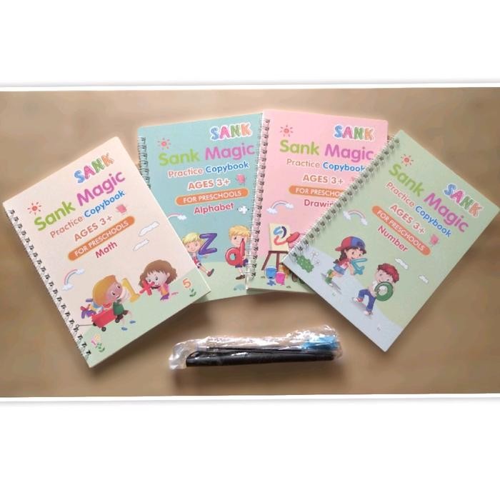 

New Sank Magic book 1 set dapat 4 Buku dan Pulpen buku belajar PAUD latihan menulis prasekolah