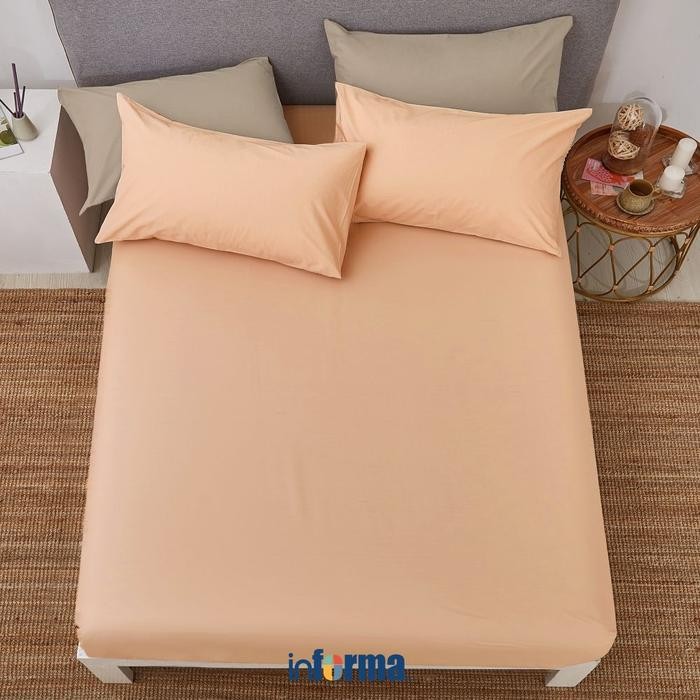 Sale Informa Linotela 120X200 Cm Seprai Single Fitted Sheet - Soft Orange Sprei Seprai Aesthetic