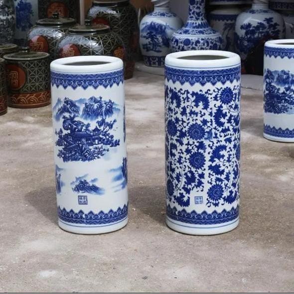 Tempat Payung Keramik Guci Vas Bunga Keramik Porselen Biru Putih Impor