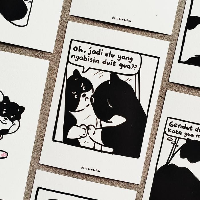 Sale Mini Art Print Poster Sad Cat Club Dekorasi Dinding A6