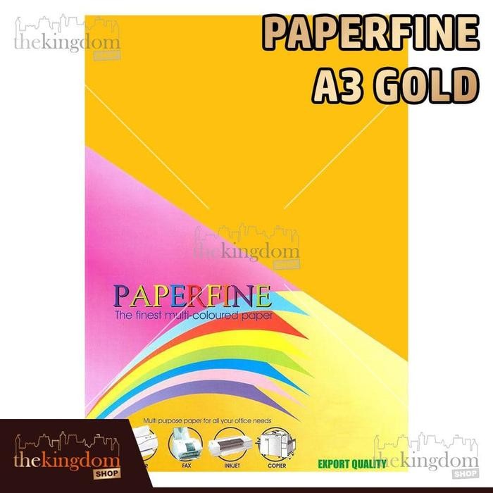 

DISKON Paperfine Kertas HVS Warna A3 Gold Kuning Emas Isi 100 Lembar Kode Warna 200
