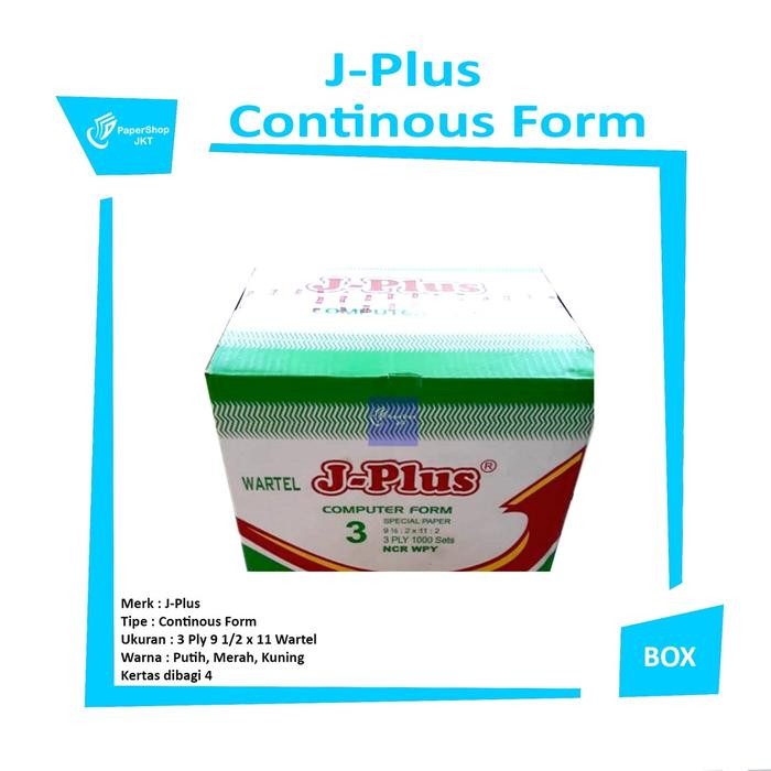 

HRG DISKON JPLUS - Continous Form 3 Ply 9 1/2 x 11/2 Wartel Kertas Komputer - Box