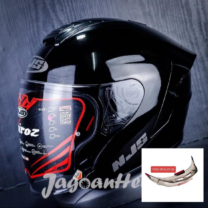 HELM NJS KAIROZ FREE SPOILER 3D,BLACK GLOS,SLOT INTERCOM, SINGLE VISOR