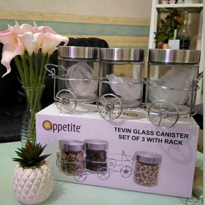 toples informa isi 3 tevin glass canister toples 700ml
