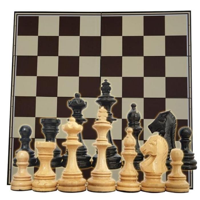 Paket Bidak Catur Kayu Mentaos Model Semeru + Papan Catur Lipat 4 Standar Percasi