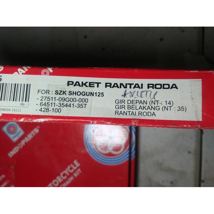 GIR SET/ GEAR SET/CHAIN KIT INDOPART/INDOPARTS SUZUKI SHOGUN 125