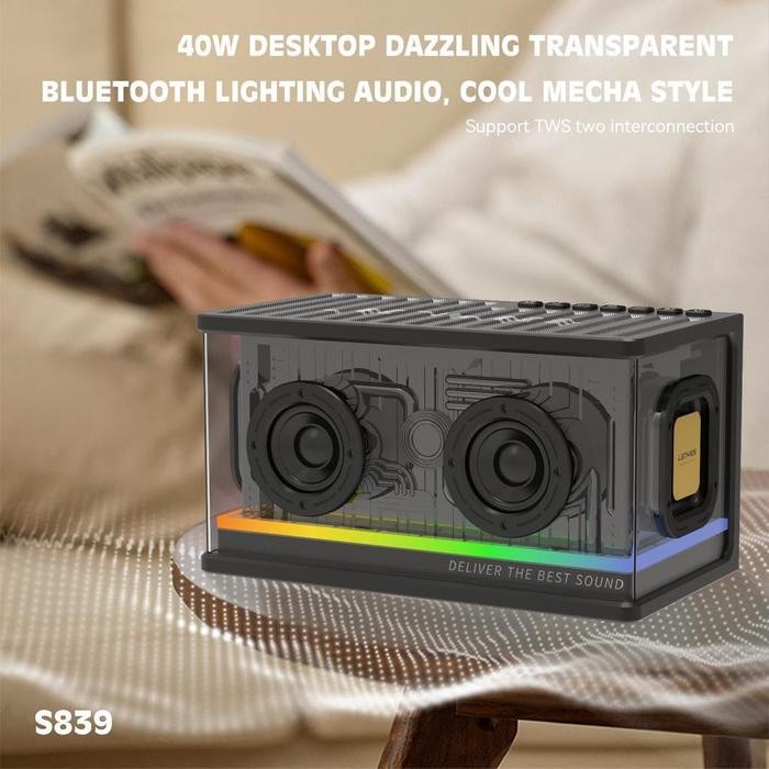 Tersedia Lenyes S839 Speaker Wireless 80W Transparan Stereo Full Bass Tws