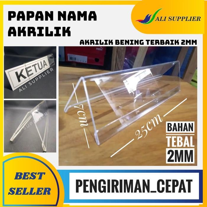 

ID SIGN HOLDER AKRILIK / ACRYLIC PAPAN NAMA MEJA / TENT CARD AKRILIK MURAH / NAME PLATE AKRILIK /