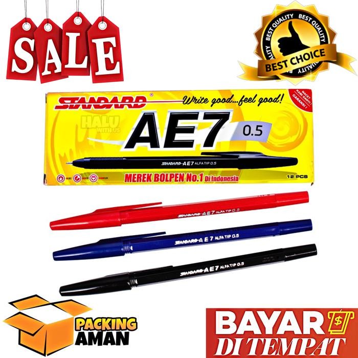 

ID (BISA COD) PROMO 12 PCS STANDARD PEN / PULPEN / PENA / BOLPEN AE7 ALFATIP