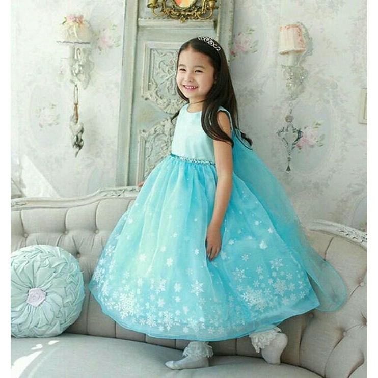Baby Elsa Kostum Frozen Elsa Party Dress Pesta Ulang Tahun Anak