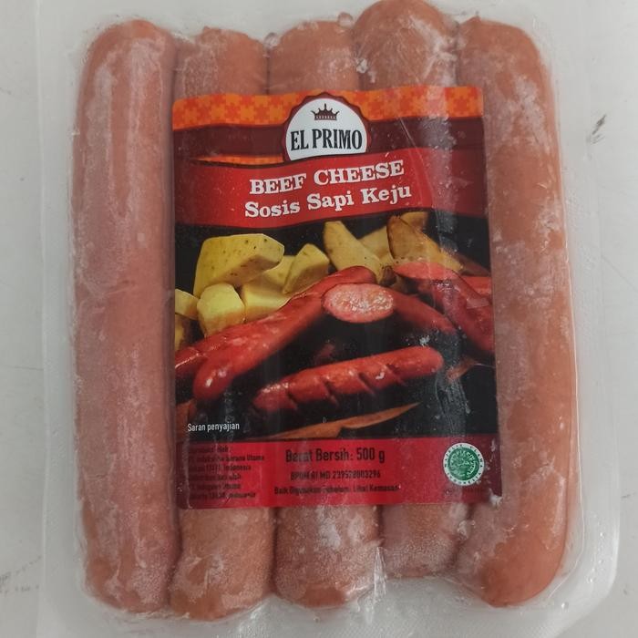 

el primo sosis sapi keju beef cheese 500gr frozen halal praktis stok terbatas