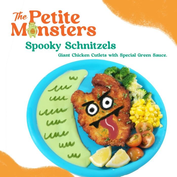 

spooky schnitzels - giant chicken cutlets frozen dengan saus hijau spesial stok terbatas