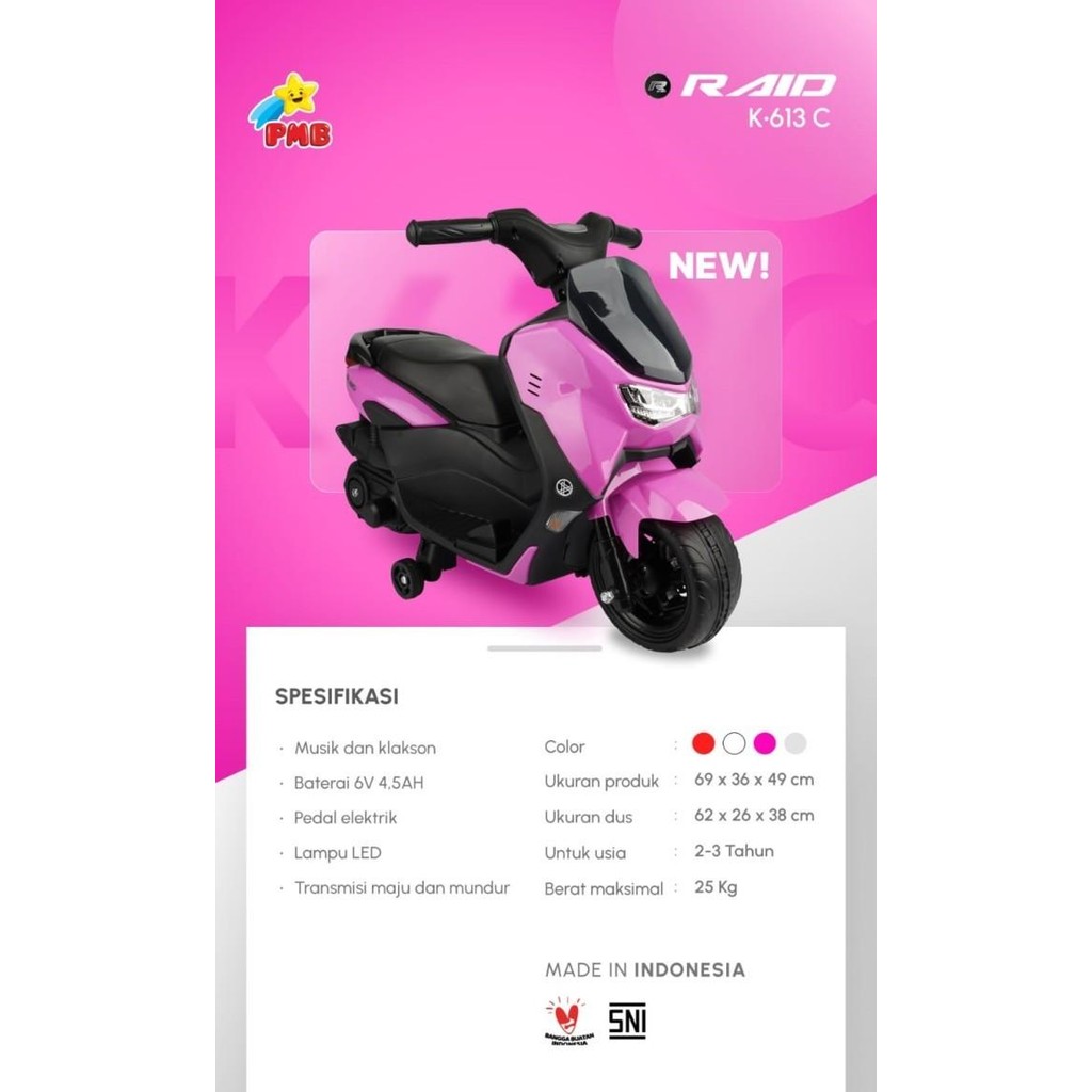 Motor Aki PMB K613C Mainan anak Motor-motoran MODEL NMAX.