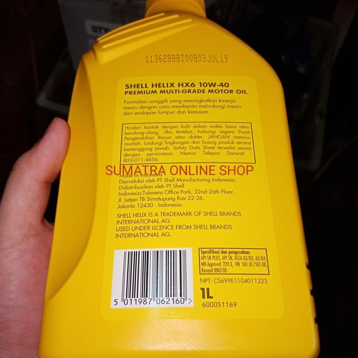 Oli shell helix hx6 1liter 10w-40 diesel bensin