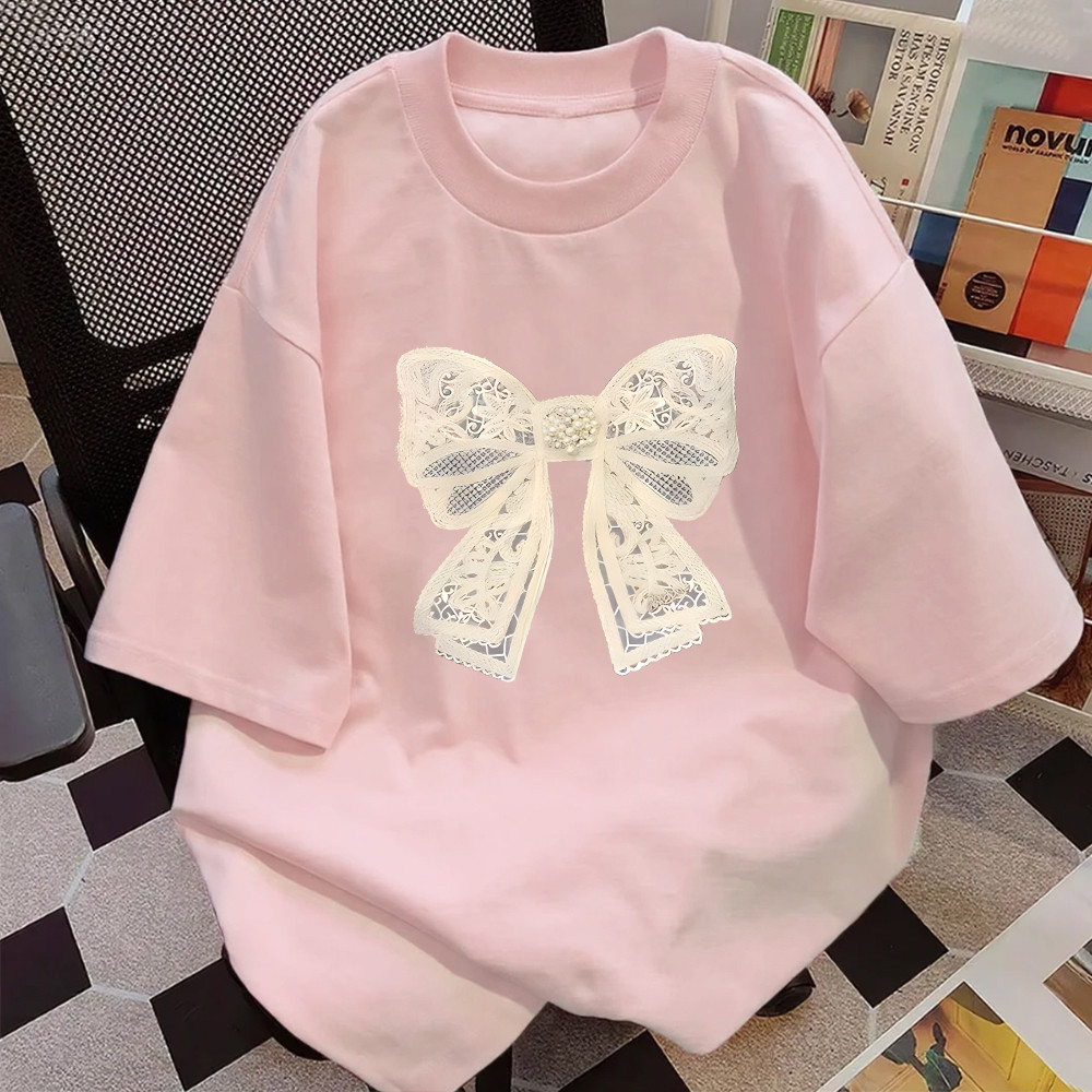 Kaos oversize wanita korean style | Kaos Sablon motif "ikatan simpul" | Kaos lengan pendek pink fant