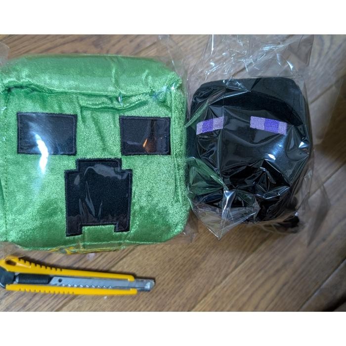 Minecraft Plush Figure and ransel accessory Set enderman + creeper