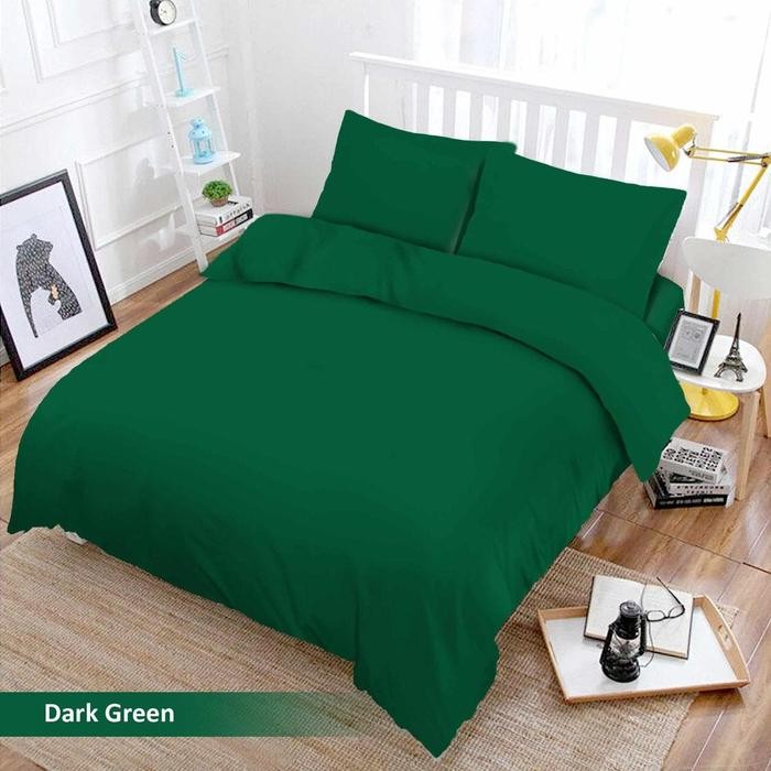 Jual Rugi Bedcover Set King Polos Rosana Vito Dark Green 180X200 Cm