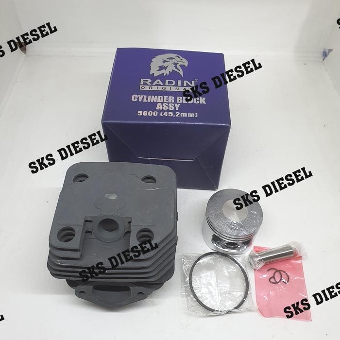 ((((()paling dicari] 5800 628 Cylinder Block Assy Blok Chainsaw Sinso Mini 45.2mm Radin