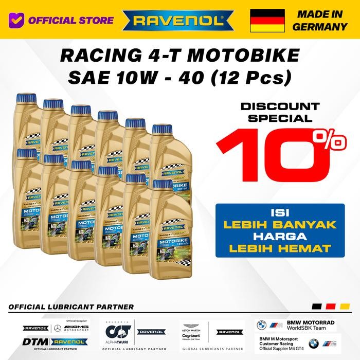 [Paket isi 12pcs] OLI RAVENOL Racing 4-T Motobike SAE 10W-40 (USVO)