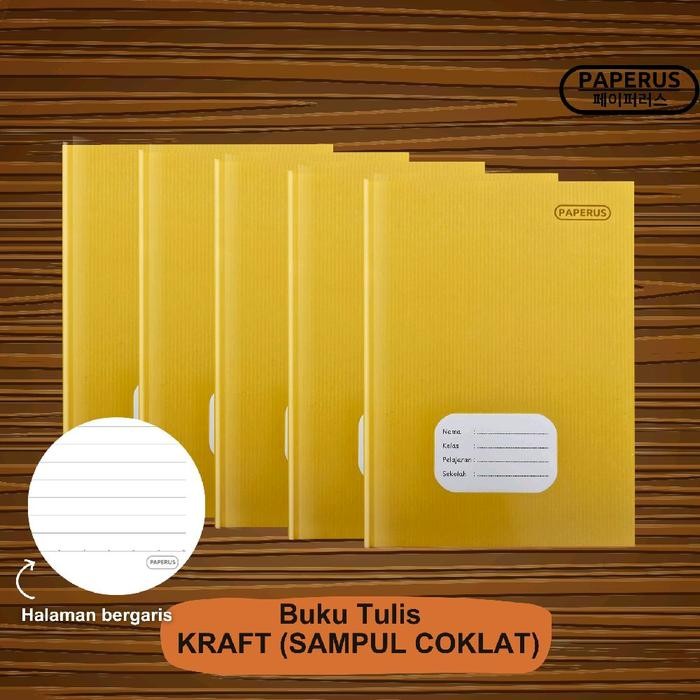 

New PAPERUS Buku Tulis KRAFT (SAMPUL COKLAT) Ukuran Kecil / Kuarto / Buku Tulis Murah
