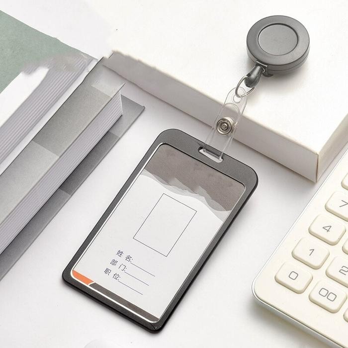 

New Name Tag Yoyo ID Card Holder Kartu Izin Metal Kantong Tarik 2 sisi