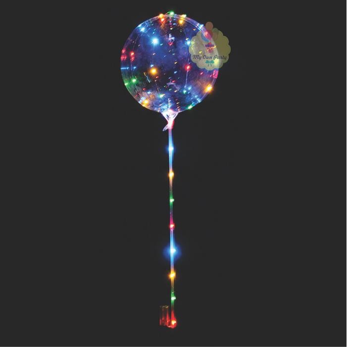 Balon Pvc Dengan Stik Dan Lampu Led Tanpa Baterai / Balon Transparant