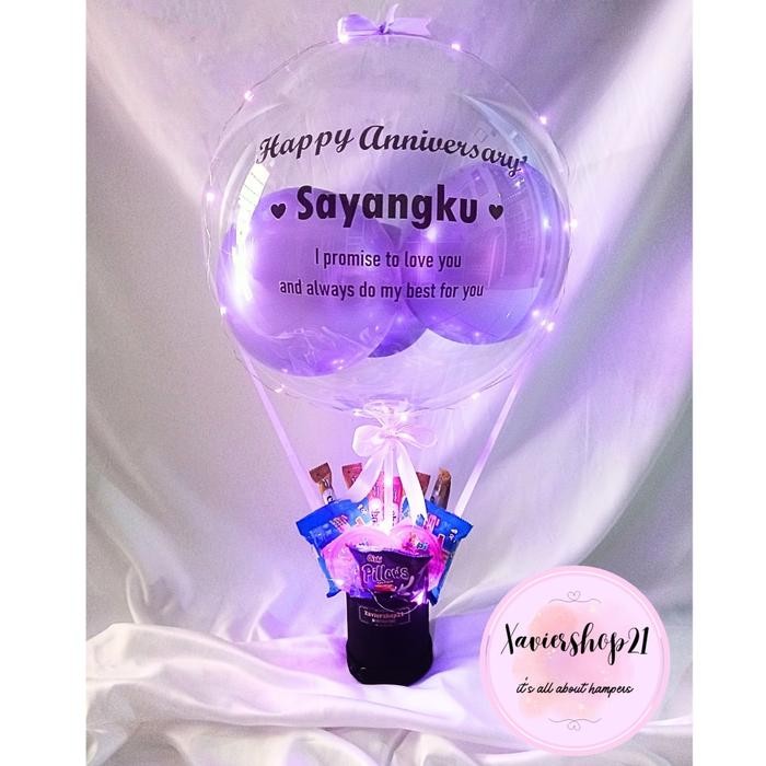 Free Lampu Led Buket Balon Pvc/ Balon Bloom Box/ Buket Snack Balon