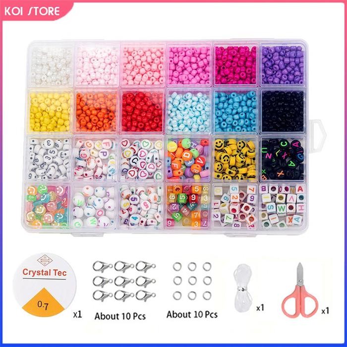 

New HAPPY DIY 1 kotak manik-manik pasir - Manik-manik payet pasir kemasan DIY (dilengkapi dengan 10