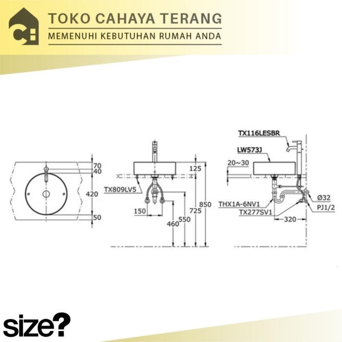 Paket Wastafel Toto Meja LW573J Komplit / Wastafel Toto / Wastafel Set