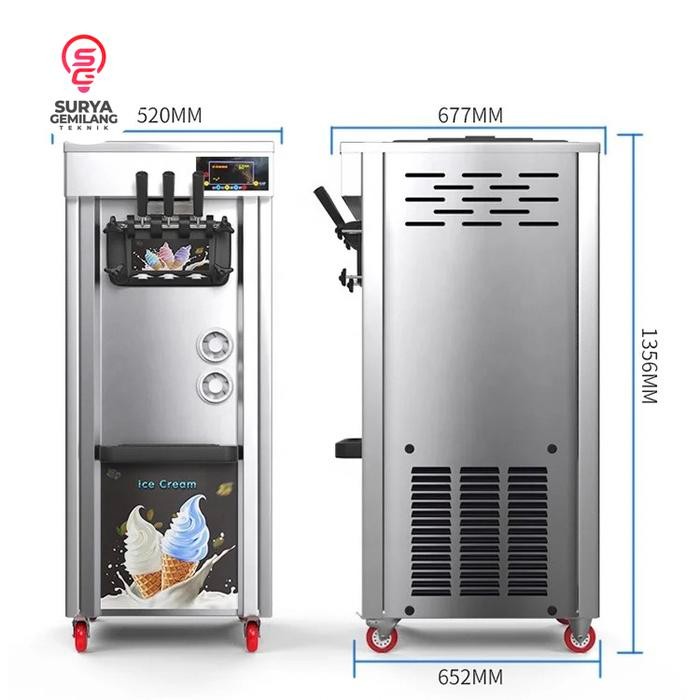 Mesin Pembuat Es Krim 3 Kran / Tuas Soft Ice Cream Digital