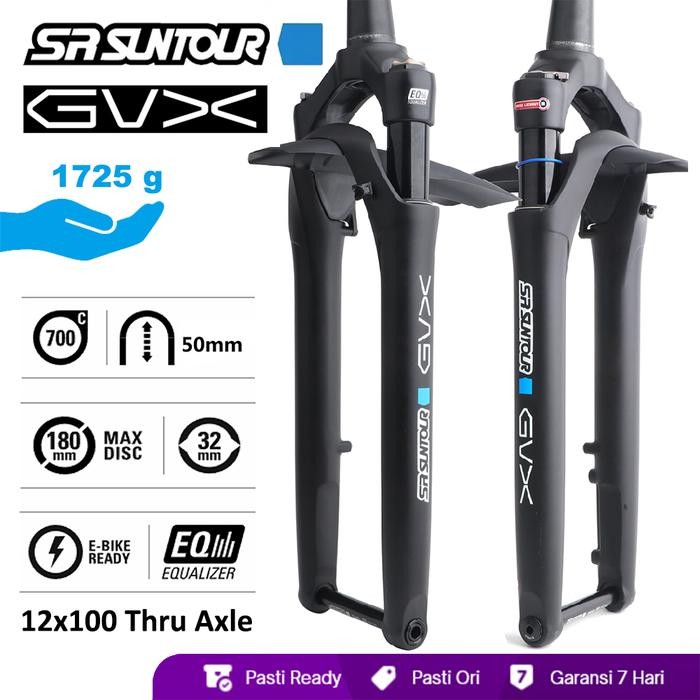 SR Suntour GVX LO-R Tapered Thru Axle Travel 50 mm Gravel Fork 700c TA Tyre Air Suspension Lockout