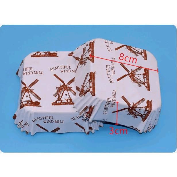 paper cup roti square PET persegi motif kincir