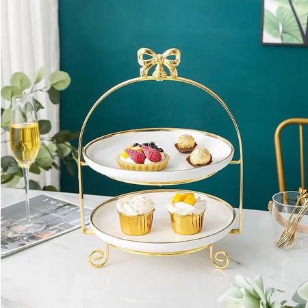 Premium Gold Bow Cake Tier / Rak Susun Kue Roti 2 &3 tingkat