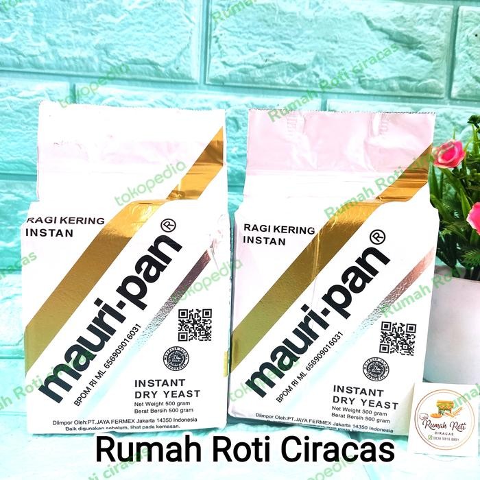 

LEZAT- Mauri-Pan Yeast Ragi Pengembang Roti 500Gr Instan Gold Kering Mauripan