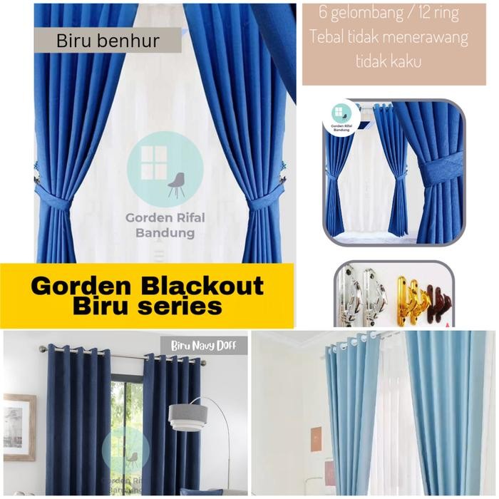 ORIGINAL Gorden blackout polos motif embos biru / gorden escada biru READY STOCK