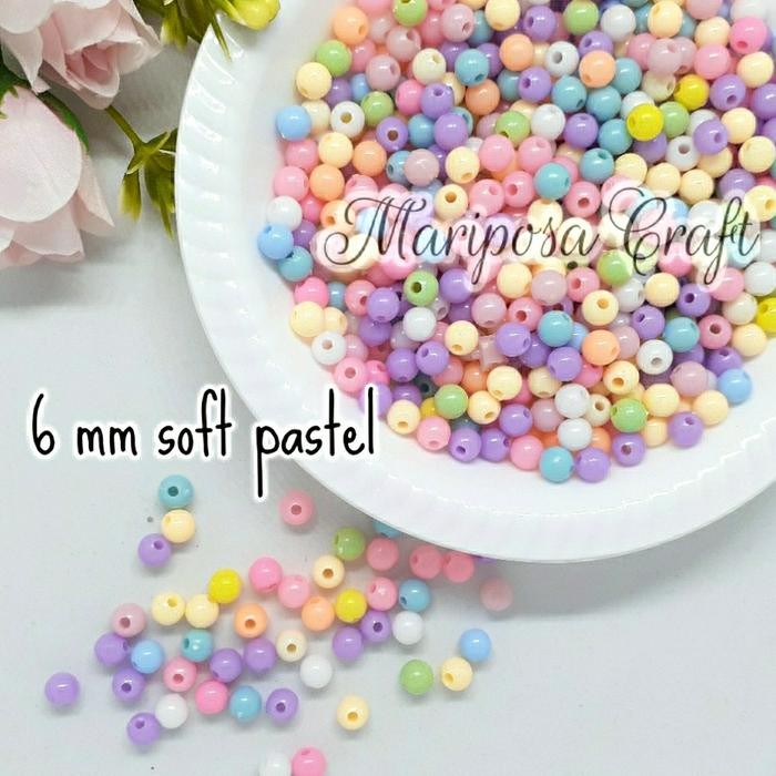 

Manik parel bulat/beads meronce kalung gelang 6mm SOFT PASTEL COLOUR