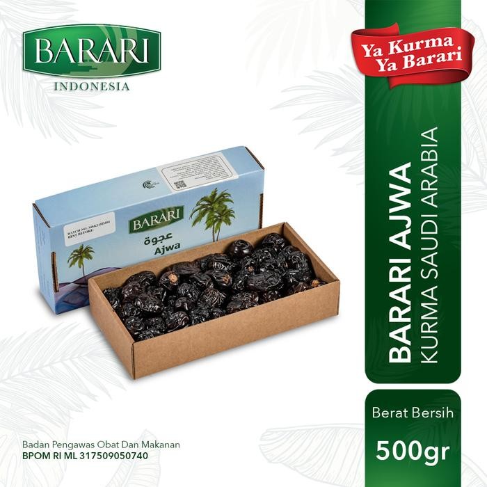 

NATURE- Barari Ajwa Kurma Arab 500Gr Premium Dates High Quality Tekstur Lembut