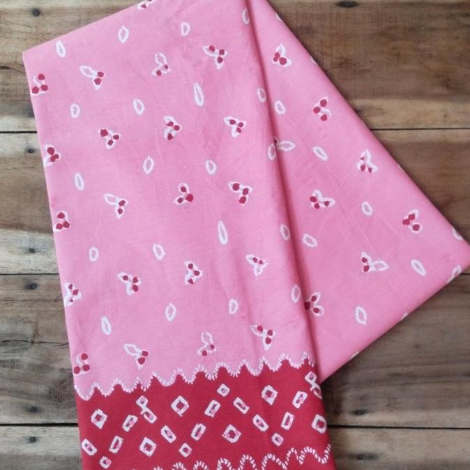 kain batik murah TC bahan tebal jumputan merah putih