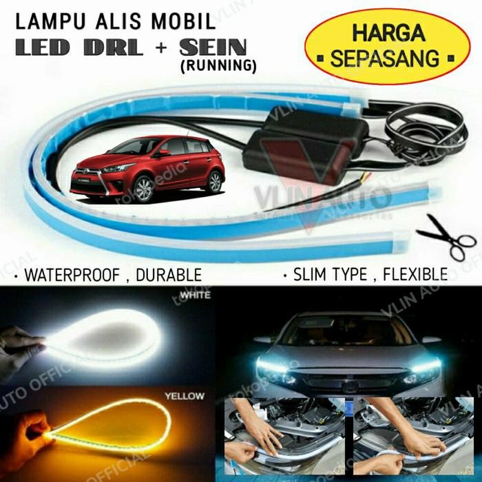 Lampu Alis Headlamp Mobil New YARIS Lele LED DRL Sen Running 2pc Keren