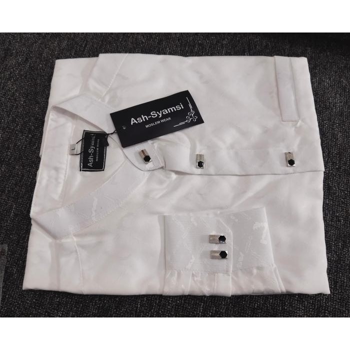 Koko Katun Jaguar Glossy Lengan Panjang Kancing Impor Sultan Baju Kain Kantong Motif Muslim Embos